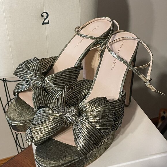 NIB NWT Loeffler Randall Natalia Platform Heels in Gold 12 - Picture 4 of 12